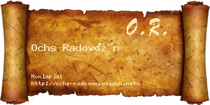 Ochs Radován névjegykártya